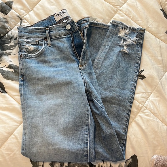 Agolde Denim - AGOLDE Sophie crop distressed ankle straight jeans